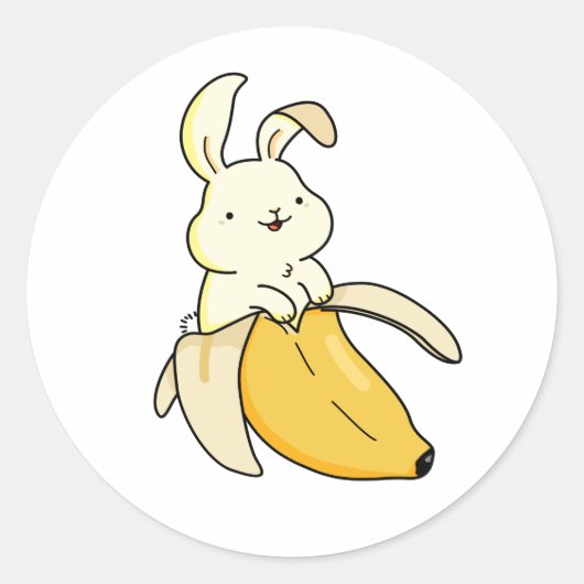 Sticker Rond Cute Kawaii Banana Bunny (Devant)