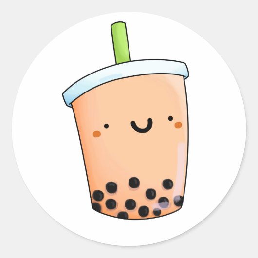 Sticker Rond Cute Kawaii Boba Tea (Devant)