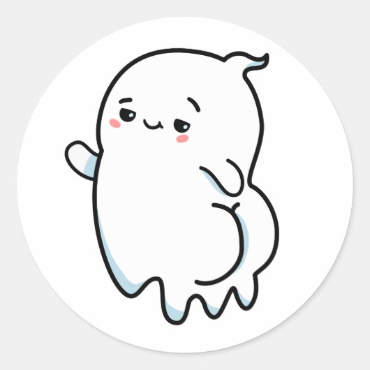 Sticker Rond Cute Kawaii Bootylicious Ghost (Devant)