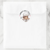 Sticker Rond Cute Kawaii Brown-Haired Baker Merci (Sac)