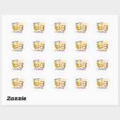 Sticker Rond Cute Kawaii Butter and Bread Love Design (Feuille)
