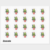 Sticker Rond Cute kawaii cactus, succulent (Feuille)