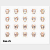 Sticker Rond Cute Kawaii Calico Chat avec ailes (Feuille)