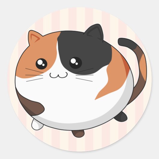 Sticker Rond Cute Kawaii Calico chaton (Devant)