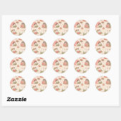 Sticker Rond Cute Kawaii Cat Heart Book Pattern (Feuille)
