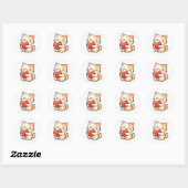 Sticker Rond Cute Kawaii Cat Holding Heart – Adorable Love  (Feuille)