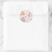 Sticker Rond Cute Kawaii Cat Love Yarn Pattern (Sac)