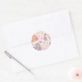 Sticker Rond Cute Kawaii Cat Love Yarn Pattern (Enveloppe)