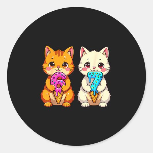Sticker Rond Cute Kawaii Cats Neko 67 Drip Meme Funny Six Seven (Devant)