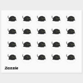 Sticker Rond Cute Kawaii Chat noir (Feuille)