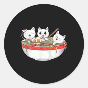 Sticker Rond Cute Kawaii Chats Ramen nouilles Anime Chat Japona