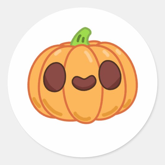 Sticker Rond Cute Kawaii Citrouille d'Halloween (Devant)