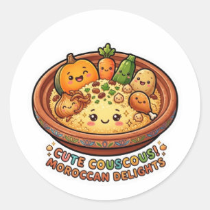 Sticker Rond Cute Kawaii Couscous marocain du vendredi GatherSt