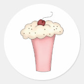 Sticker Rond Cute Kawaii Cupcake Milkshake avec cerise (Devant)