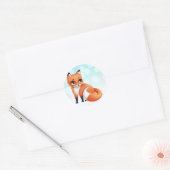 Sticker Rond Cute Kawaii dessin animé renard (Enveloppe)