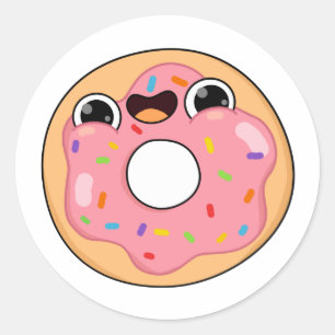 Sticker Rond Cute Kawaii Donut rose