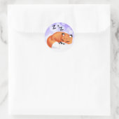 Sticker Rond Cute Kawaii Dormir dessin animé renard (Sac)