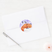 Sticker Rond Cute Kawaii Dormir dessin animé renard (Enveloppe)