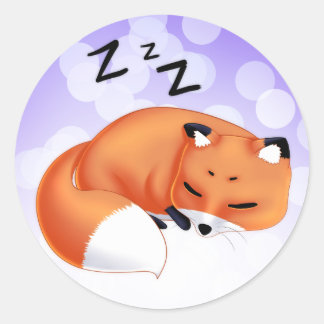 Sticker Rond Cute Kawaii Dormir dessin animé renard