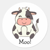 Sticker Rond Cute Kawaii Friendly Cow Moo! (Devant)