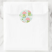 Sticker Rond Cute Kawaii Frog Heart Umbrella Pattern (Sac)