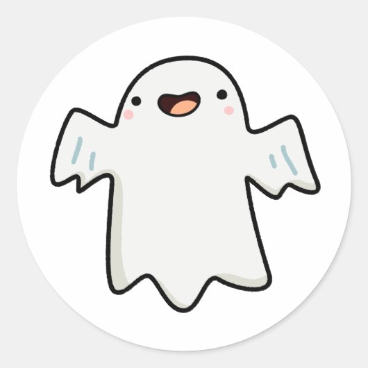 Sticker Rond Cute Kawaii Ghost (Devant)