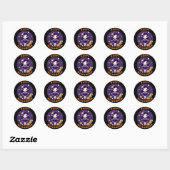Sticker Rond Cute Kawaii Girl en Halloween Citrouille (Feuille)