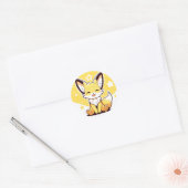 Sticker Rond Cute Kawaii Happy Fennec Fox Portrait adorable (Enveloppe)