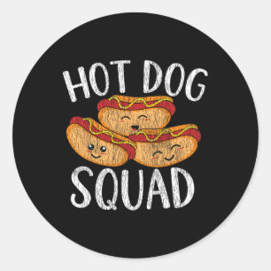 Sticker Rond Cute Kawaii Hot Dog Squad Bbq Family Matching Men