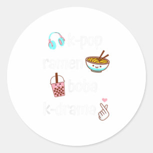 Sticker Rond Cute Kawaii K-Pop Ramen Boba Tea