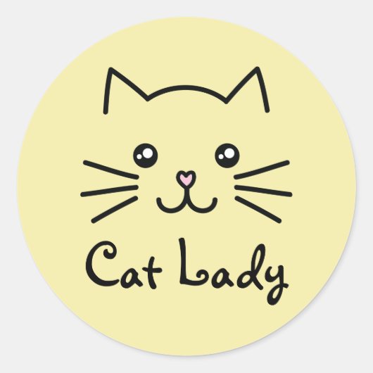 Sticker Rond Cute Kawaii Kitten Chat visage Amoureux des chats  (Devant)