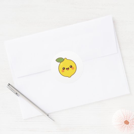 Sticker Rond Cute Kawaii Lemon (Enveloppe)