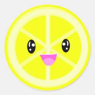 Sticker Rond Cute Kawaii Lemon Fruit Fooit Fooit Tout usage