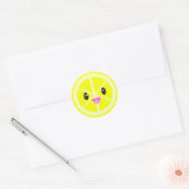 Sticker Rond Cute Kawaii Lemon Fruit Fooit Fooit Tout usage (Enveloppe)