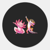 Sticker Rond Cute Kawaii Leopard Gecko Dabbing Axolotl Friends (Devant)