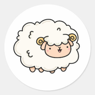 Sticker Rond Cute Kawaii Little Lamb