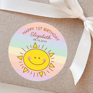 Sticker Rond Cute Kawaii Little Sunshine Baby Premier anniversa