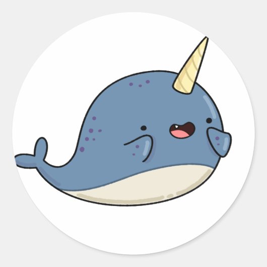 Sticker Rond Cute Kawaii Narwhal (Devant)