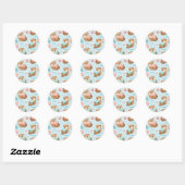 Sticker Rond Cute Kawaii Otter Heart Seashell Pattern (Feuille)