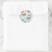 Sticker Rond Cute Kawaii Otter Heart Seashell Pattern (Sac)