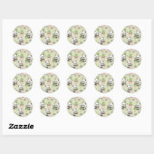 Sticker Rond Cute Kawaii Panda Heart Plant Pattern (Feuille)