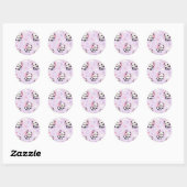 Sticker Rond Cute Kawaii Panda Love Music Pattern (Feuille)