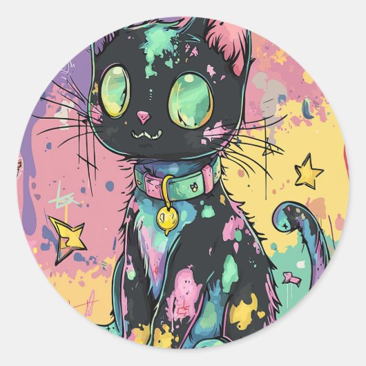 Sticker Rond Cute Kawaii Pastel Goth Patchwork Gothique Déplais (Devant)