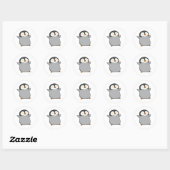 Sticker Rond Cute Kawaii Penguin (Feuille)