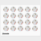Sticker Rond Cute Kawaii Penguin Love Mail Pattern (Feuille)