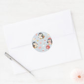 Sticker Rond Cute Kawaii Penguin Love Mail Pattern (Enveloppe)