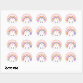Sticker Rond Cute Kawaii Rabbit et arc-en-ciel Personnalisé (Feuille)