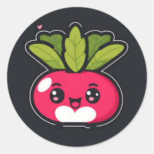 Sticker Rond Cute Kawaii Radish