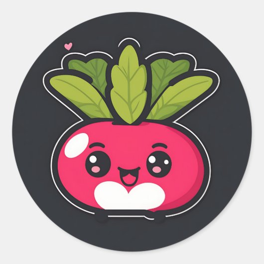 Sticker Rond Cute Kawaii Radish (Devant)