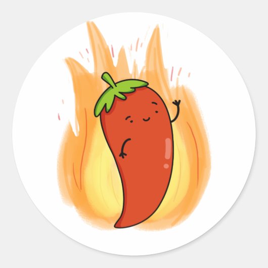 Sticker Rond Cute Kawaii Red Hot Chili (Devant)